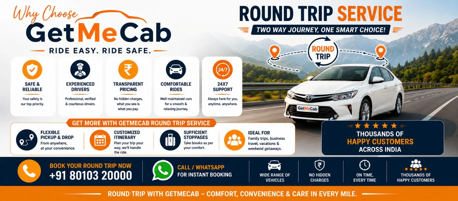 Why Choose GetMeCab for Round Trip Chandigarh to Palghar Cab