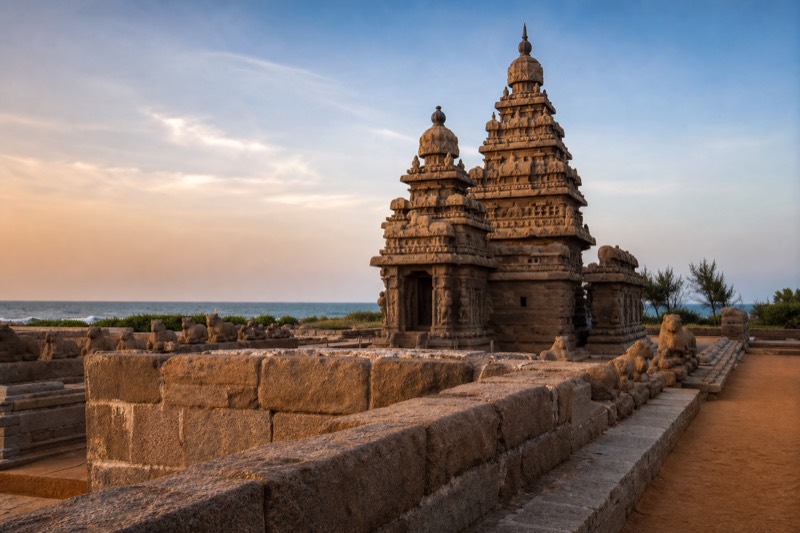 Editorial view of the Shore Temple at Mahabalipuram on the Tamil Nadu coast