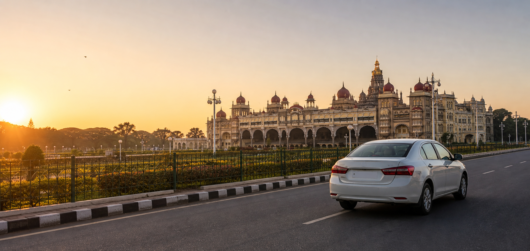 Mysore Palace illuminated at night